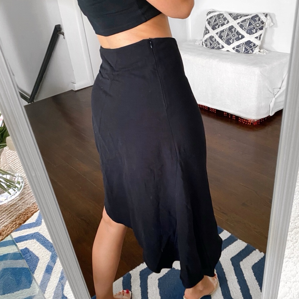 🖤 ZARA BOHO BLACK ASYMMETRICAL SIDE TIE HIGH WAIST MIDI SKIRT! - Picture 4 of 13